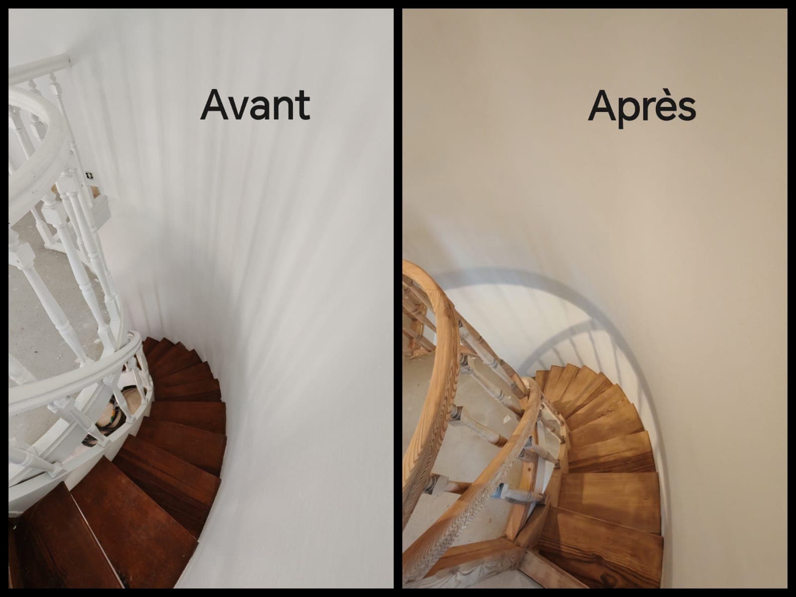Escalier avant et après aérogommage