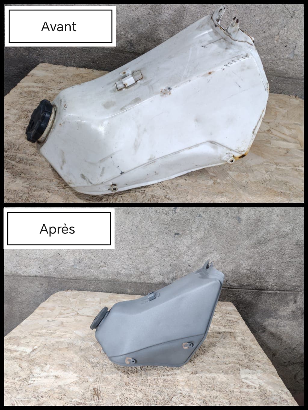 Pièce de moto décapée par aérogommage