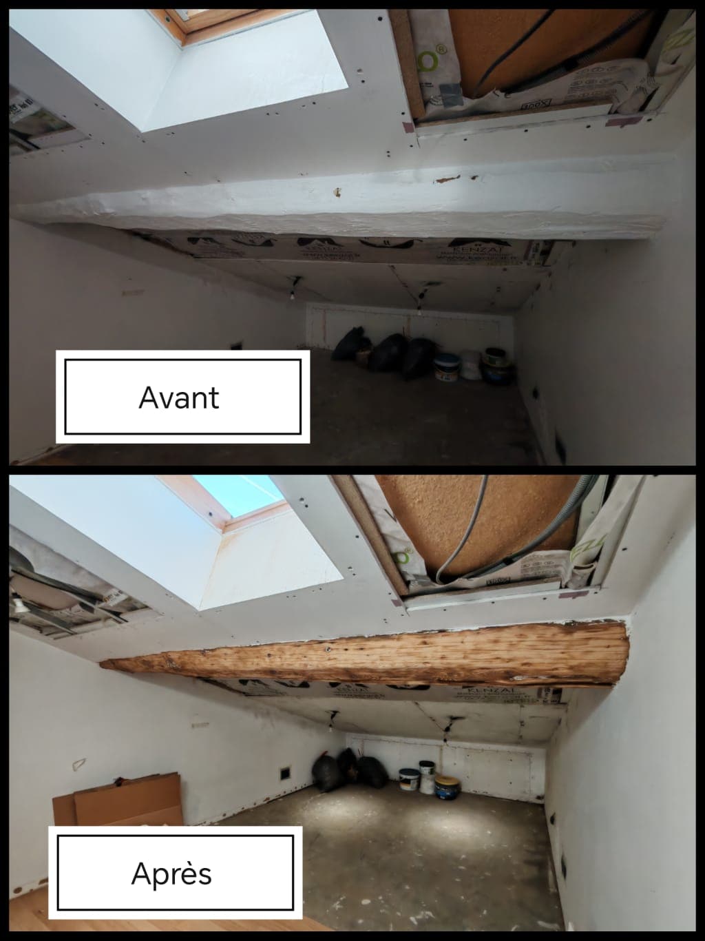 Poutre en chêne décapée par aérogommage