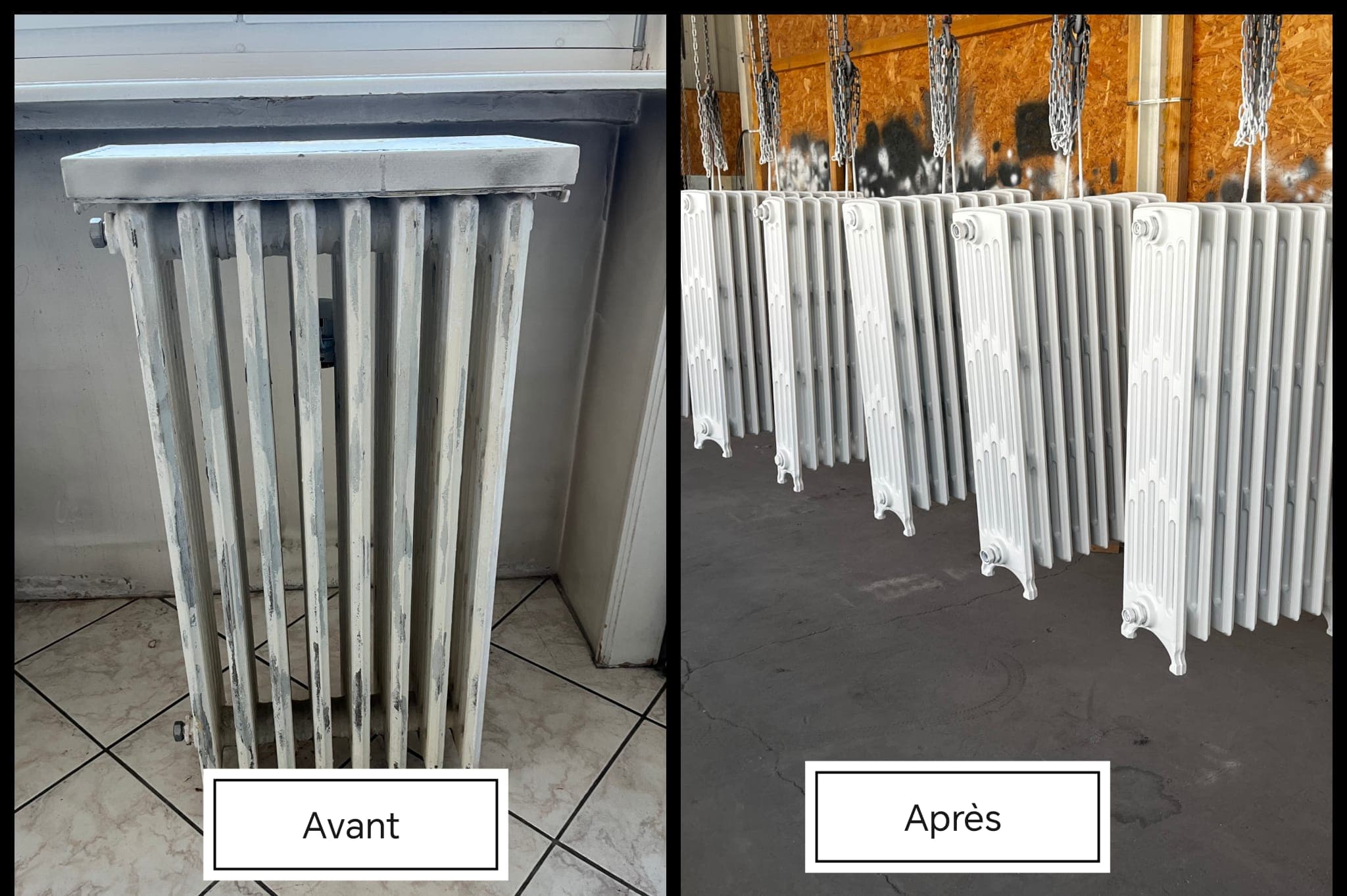Radiateur en fonte décapé par aérogommage